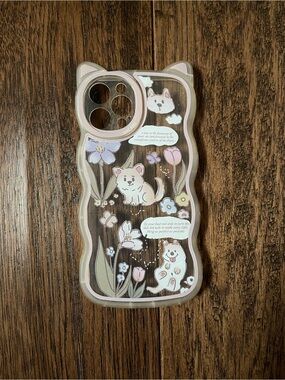 Cat Ears With Dog & Floral Design Phone Case - IPhone 12 Pro Max